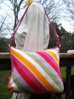 The Sak Blue Label Rainbow Crochet Shoulder Bag Purse Excellent 