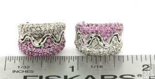   18K WHITE GOLD 4.41CTW DIAMOND/PINK SAPPHIRE CLUSTER CURVED EARRINGS