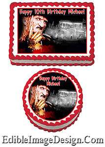 HORROR FREDDY KRUEGER SCARY Birthday Edible Party Cake Image Cupcake 