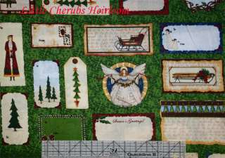 Merry Christmas Holiday Sewing Label Patchwork Fabric  