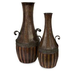   Set of 2 Moroccan Design Style Long Neck Floor Vases