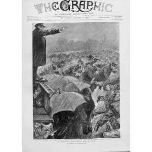  Socalist Demo In Rain Hyde Park Antique Print 1896