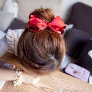 Red Wholesale Price Lovely Multilayer Satin Bowknot Hairpin Barrette 