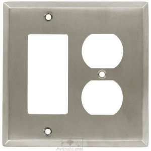 Colonial bronze square bevel combo gfi/ duplex outlet switchplate in s