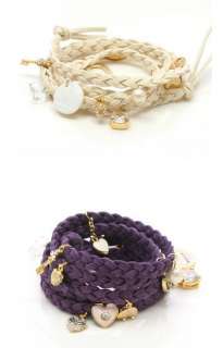 Multi element fashion velvet rope bracelet Pendant Braid Leather 