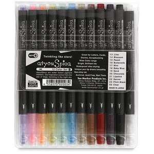  Copic Spica Glitter Pen Sets   Set B, Assorted Colors 