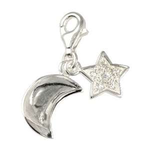 SilberDream Charm moon and star white Cirkonia, 925 Sterling Silver 