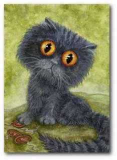 Curious Cats Grey Blue Big Eyed Persian Kitten   BiHrLe ArT LE Print 
