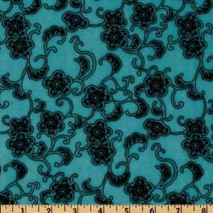  58 Wide Chiffon Flocked Knit Floral Black/Tea Fabric By 