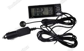 New Car LCD DC 12V Digital Thermometer Temperature Display Alarm Clock