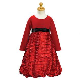 Lito Black Velvet Red Taffeta Flower Girl Christmas Dress 6 12M at 