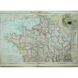   Map France Atlas Environs Paris Bay Biscay Channel Sea