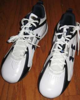 New Under Armour cleats 13 mens blue white UA football spikes  