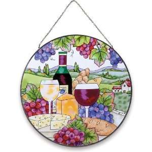   Baker Designs AP457 Wine and Cheese Glass Art Panel, 10 Inch Diameter