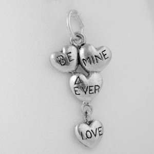  Be Mine Forever Heart Cluster Silver Pendant Arts, Crafts 