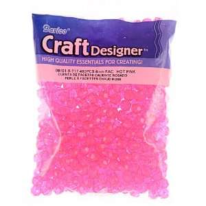  Faceted Beads, 8mm, Hot Pink, 480pc Pkg Arts, Crafts 