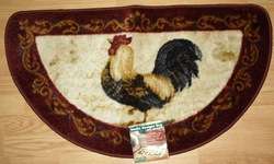 NEW Rooster Rug GALLO 19x34 WEDGE Kitchen Washable Red  