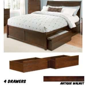   Flat Panel Bed Drawers (Antique Walnut) (45.625H x 55.625W x 87.5