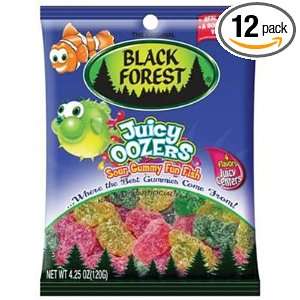 Black Forest Juicy Oozers Sour Sanded Fun Fish, 4 Ounce Bags (Pack of 
