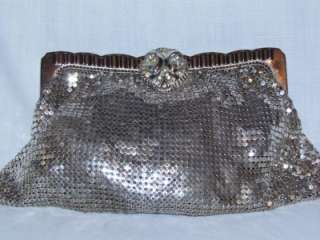 vtg Whiting Davis silver metal mesh clutch purse bag vintage 