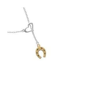   Gold Horseshoe   Gold Plated Heart Lariat Charm Necklace [Jewelry