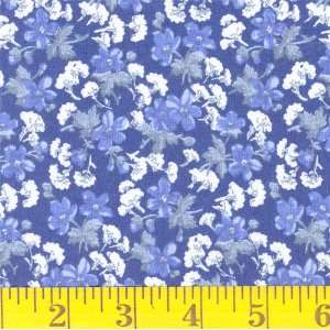  45 Wide Aster Blue Fabric By The Yard Arts, Crafts 