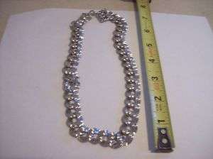 THICK VINTAGE MONET SILVER METAL NECKLACE  