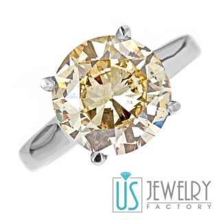 Carats Light Yellow SI1 Round Solitaire Diamond Engagement Ring 18k 