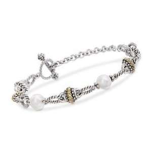  Balinese 8mm Pearl Bracelet In Sterling Silver and 14kt 