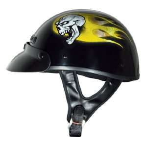  Raider Yellow Skull/Flame Large Shorty Helmet Automotive