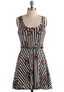 Remember Me Fondly Dress   Red, Stripes, Print, Bows, Buckles, Casual 