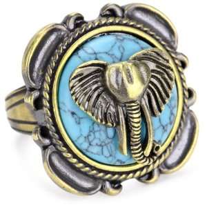   Beyond Rings Enchanted Turquoise Elephant Adjustable Ring Jewelry