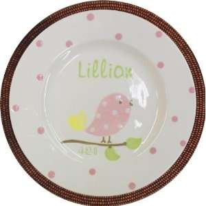  personalized pink bird plate