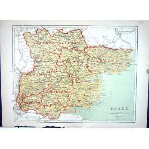 Keane Antique Map 1886 Essex England Epping Romford Harwich Maldon 