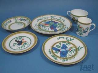 Hermes Toucans China Lunch/Breakfast Service 24 Pc Service for 4 