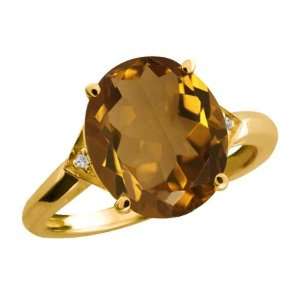 4.31 Ct Oval Whiskey Quartz and Topaz Gold Plated Sterling 