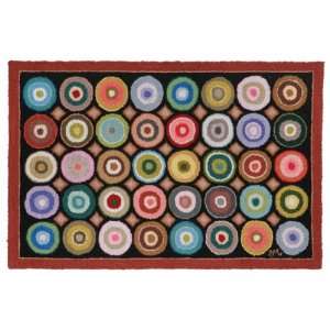    Button & Circles 2x3 hand hooked area rug dark