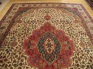 10 x13 Handmade 1950s Persian Tabriz Bidjar Wool Rug. Excellent 