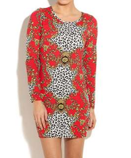 Red Pattern (Red) Influence Baroque Print Bodycon Dress  249887669 