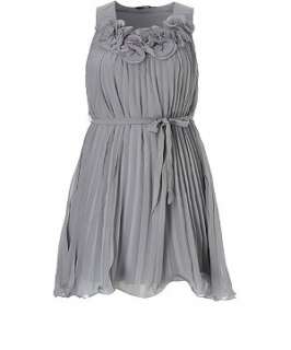 Grey (Grey) Pleated Corsage Dress  208109404  New Look