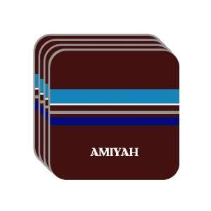 Personal Name Gift   AMIYAH Set of 4 Mini Mousepad Coasters (blue 