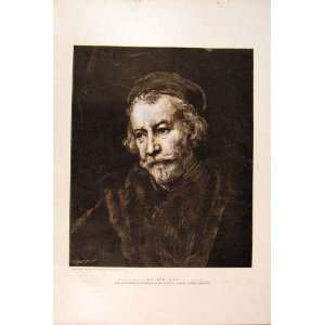   Portrait Old Man Rembrandt Sepia Fine Art 1891 Print