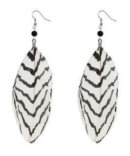 Pewter (Pewter) Zebra Print Feather Earrings  245138995  New Look