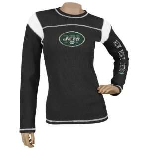   Womens / Ladies Black Jersey Style Long Sleeve Waffle Thermal T shirt