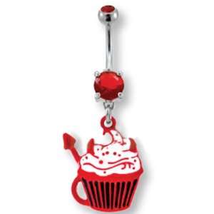   Ring with Dangling Devil Cupcake   316L Implant Grade Surgical Steel