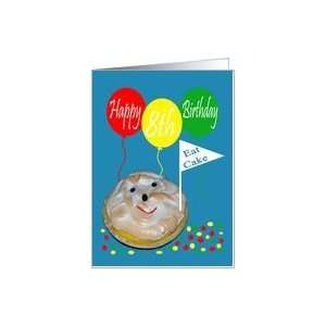  8th Birthday, Pie with face and balloons Card Toys 
