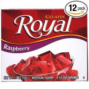 Royal Gelatin, Raspberry, 1.4 Ounce (Pack of 12)  Grocery 