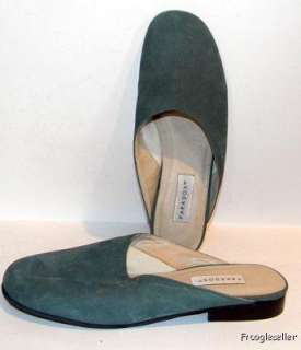 Paradox womens low heel mules shoes 7 B green suede  