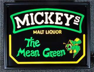 Mickeys Malt Liquor The Mean Green Lighted Sign  