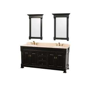    TI 72 Traditional Bathroom Double Vanity Set W/ Ivory Marble Top